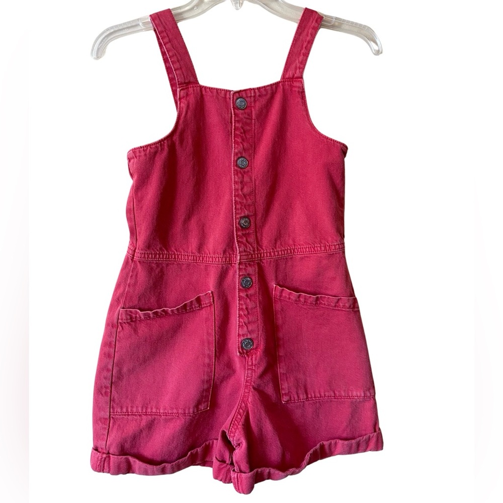 Zara Red Denim Overall Romper/Shorts